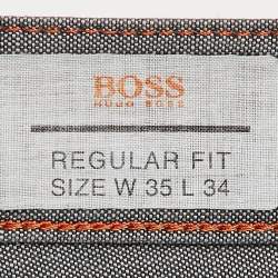 Boss By Hugo Boss Grey Cotton Blend Regular Fit Pants L