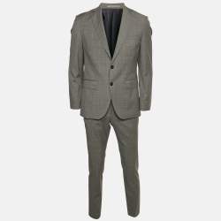 Boss By Hugo Boss Grey Wool Plaid Tailored Johnstons/Lenon1 Pants Suit S