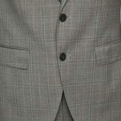 Boss By Hugo Boss Grey Wool Plaid Tailored Johnstons/Lenon1 Pants Suit S