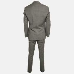 Boss By Hugo Boss Grey Wool Plaid Tailored Johnstons/Lenon1 Pants Suit S