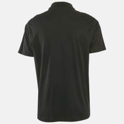 مملوكة مسبقًا Boss By Hugo Boss Black Logo Print Jersey Polo T-Shirt M