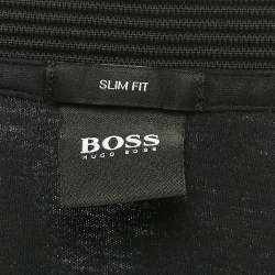 مملوكة مسبقًا Boss By Hugo Boss Black Logo Print Jersey Polo T-Shirt M