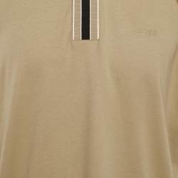 Pre Owned Boss By Hugo Boss Brown Logo Print Cotton Parley Polo T-Shirt XXL