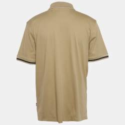 Pre Owned Boss By Hugo Boss Brown Logo Print Cotton Parley Polo T-Shirt XXL