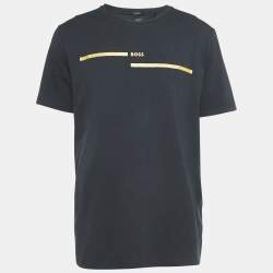 Boss By Hugo Boss Navy Blue Logo Print Round Neck Tee 4 T-Shirt XL