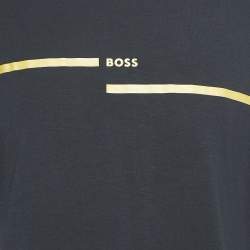 Boss By Hugo Boss Navy Blue Logo Print Round Neck Tee 4 T-Shirt XL