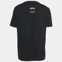 Pre Owned Boss By Hugo Boss Black Printed Crew Neck Talboa AJ T-Shirt XL