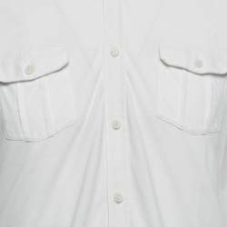 Boss By Hugo Boss White Cotton Knit Button Front Lapra Shirt L