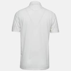 Boss By Hugo Boss White Cotton Knit Button Front Lapra Shirt L
