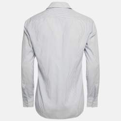 Boss By Hugo Boss Blue Striped Cotton Slim Fit Shirt M