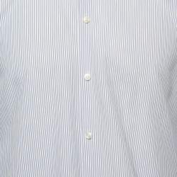 Boss By Hugo Boss Blue Striped Cotton Slim Fit Shirt M