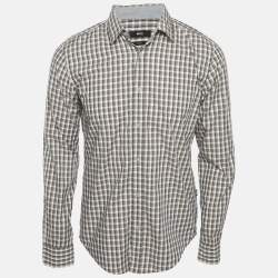 Boss By Hugo Boss Brown Checks Cotton Slim Fit Shirt M