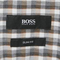 Boss By Hugo Boss Brown Checks Cotton Slim Fit Shirt M
