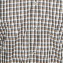 Boss By Hugo Boss Brown Checks Cotton Slim Fit Shirt M