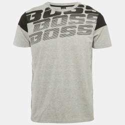 Boss By Hugo Boss Grey Printed Jersey Crewneck T-Shirt L