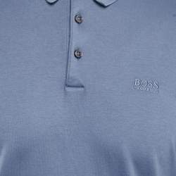 Boss By Hugo Boss Blue Cotton Knit Polo T-Shirt M
