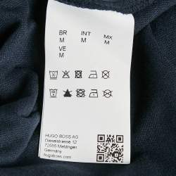 مملوكة مسبقًا Boss by Hugo Boss Navy Blue Print Cotton Crew Neck T-Shirt M