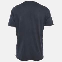 مملوكة مسبقًا Boss by Hugo Boss Navy Blue Print Cotton Crew Neck T-Shirt M