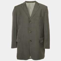 Pre Owned Boss By Hugo Boss Grey Virgin Wool Single Breasted Blazer XXL  