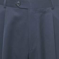 Pre Owned Boss by Hugo Boss Midnight Blue Wool Regular Fit Trousers XL