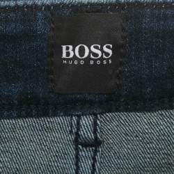 Pre Owned Boss By Hugo Boss Dark Blue Washed Denim Jeans L Waist 36"
