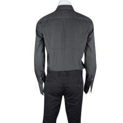 مملوكة مسبقًا قميص بوس باي هوغو بوس جاكس قطن رصاصي بأكمام طويلة أزرار أمامية مجسم L