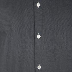 مملوكة مسبقًا قميص بوس باي هوغو بوس جاكس قطن رصاصي بأكمام طويلة أزرار أمامية مجسم L