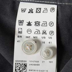 مملوكة مسبقًا قميص بوس باي هوغو بوس جاكس قطن رصاصي بأكمام طويلة أزرار أمامية مجسم L