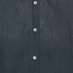 Pre Owned Boss By Hugo Navy Blue Linen Luca Regular Fit Shirt M