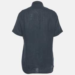 Pre Owned Boss By Hugo Navy Blue Linen Luca Regular Fit Shirt M
