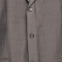 Pre Owned Boss By Hugo Boss Grey Wool Blend Single Breasted Suit XXXL
