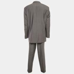 Pre Owned Boss By Hugo Boss Grey Wool Blend Single Breasted Suit XXXL