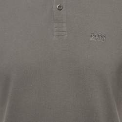 Pre Owned Boss By Hugo Boss Grey Pima Cotton Regular Fit Polo T-Shirt M