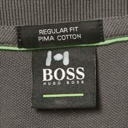Pre Owned Boss By Hugo Boss Grey Pima Cotton Regular Fit Polo T-Shirt M