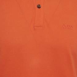 Pre Owned Boss by Hugo Boss Orange Pima Cotton Polo T-Shirt M