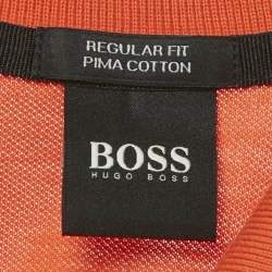 Pre Owned Boss by Hugo Boss Orange Pima Cotton Polo T-Shirt M