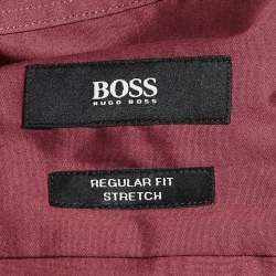 Pre Owned Boss By Hugo Boss Burgundy Cotton Regular Fit Shirt XXXL