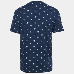 Pre Owned Boss By Hugo Boss Navy Blue Printed Cotton Teprint T-Shirt M