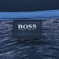 Pre Owned Boss By Hugo Boss Navy Blue Printed Cotton Teprint T-Shirt M