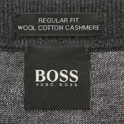 Pre Owned Boss By Hugo Boss Grey Wool Knit Collar Pullover M