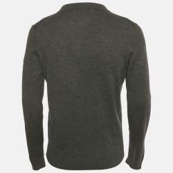 Pre Owned Boss By Hugo Boss Grey Wool Knit Collar Pullover M