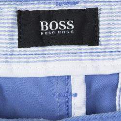 Pre Owned Boss By Hugo Boss Blue Cotton Stretch Rice 1-D Modern Essential Pants M