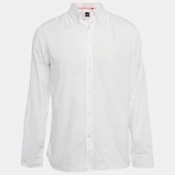 مملوكة مسبقًا Boss Hugo Boss White Cotton Regular Fit Shirt L