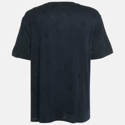 Pre Owned  Boss By Hugo Boss Navy Blue Logo Patterned Cotton Knit  C-Thompson T-Shirt XXXL