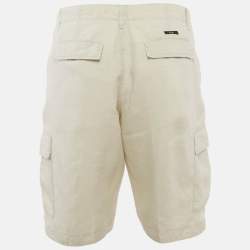 Pre Owned Boss By Hugo Boss Beige Linen Shorts M