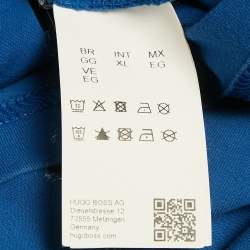 Pre Owned Boss By Hugo Boss Blue Logo Embossed Cotton T-Shirt XL