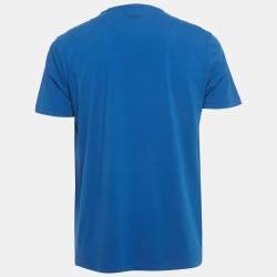 Pre Owned Boss By Hugo Boss Blue Logo Embossed Cotton T-Shirt XL