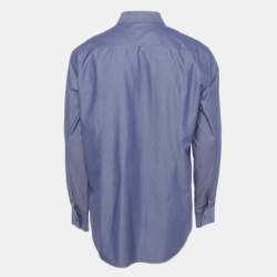 Pre Owned Boss By Hugo Boss Blue Cotton Full Sleeve Shirt XXL