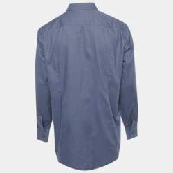 Pre Owned Boss By Hugo Boss Blue Cotton Slim Fit Jason Shirt XXL