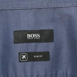 Pre Owned Boss By Hugo Boss Blue Cotton Slim Fit Jason Shirt XXL